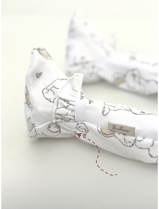 Комбинезон с рюшей по пройме и рюшей по лапкам, Зайчики и птички