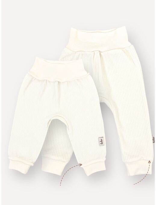 Штанишки с манжетами и мягким поясом, Экрю