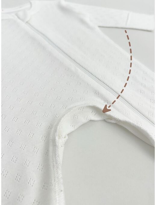 Слип ажурный с антицарапками для новорожденного, Молочный