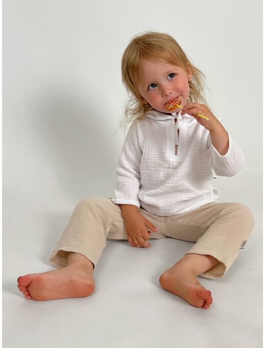 Штанишки с карманами из муслина, цвет Светло-бежевый