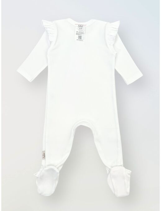 Комбинезон с рюшей по пройме и рюшей по лапкам, Белый