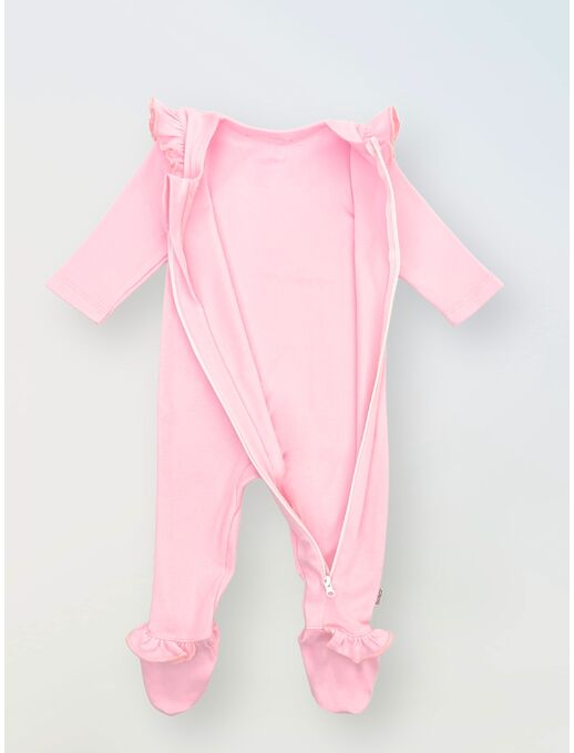 Комбинезон с рюшей по пройме и рюшей по лапкам, Розовый