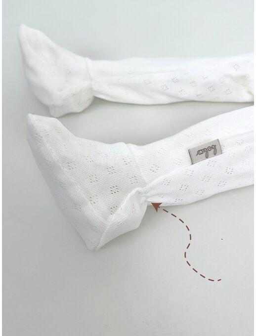 Слип ажурный с антицарапками для новорожденного, Молочный