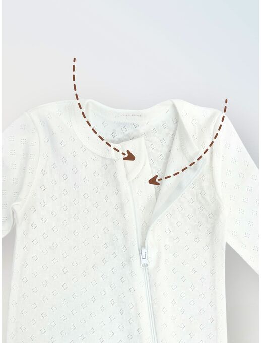 Слип ажурный с антицарапками для новорожденного, Молочный