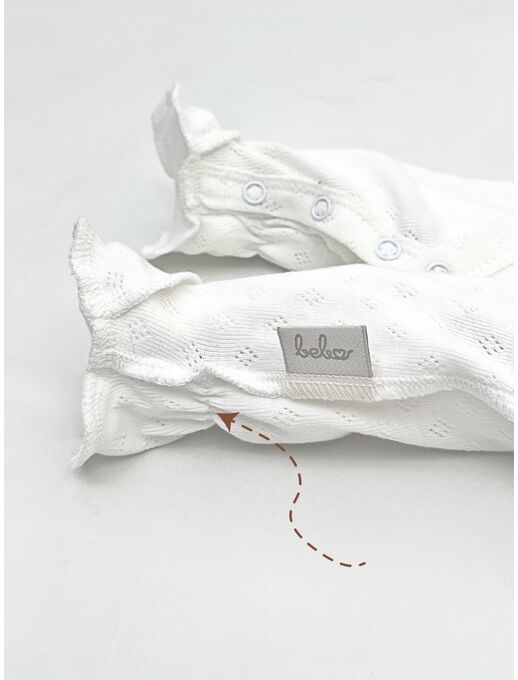 Слип ажурный с антицарапками для новорожденного, Молочный