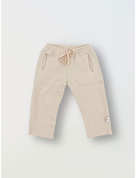Штанишки с карманами из муслина, цвет Светло-бежевый