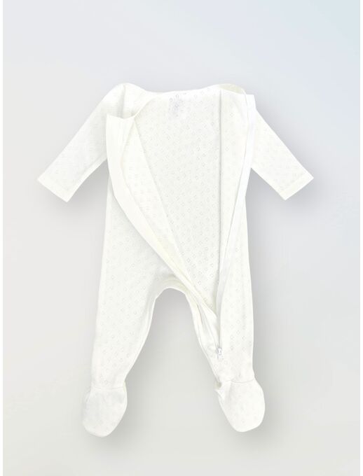 Слип ажурный с антицарапками для новорожденного, Молочный