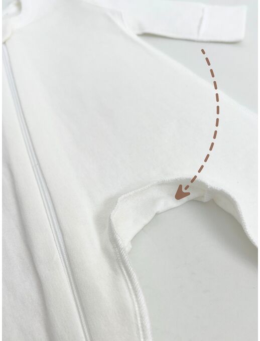 Теплый слип для новорожденного из футера с антицарапками, Молочный