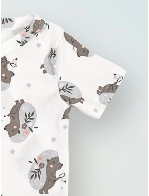 Боди кимоно для новорожденных короткий рукав Ежики с цветами р-ры 56-80, Расцветка одежды: Ежики с цветами, Выбрать размер: 56, изображение 7