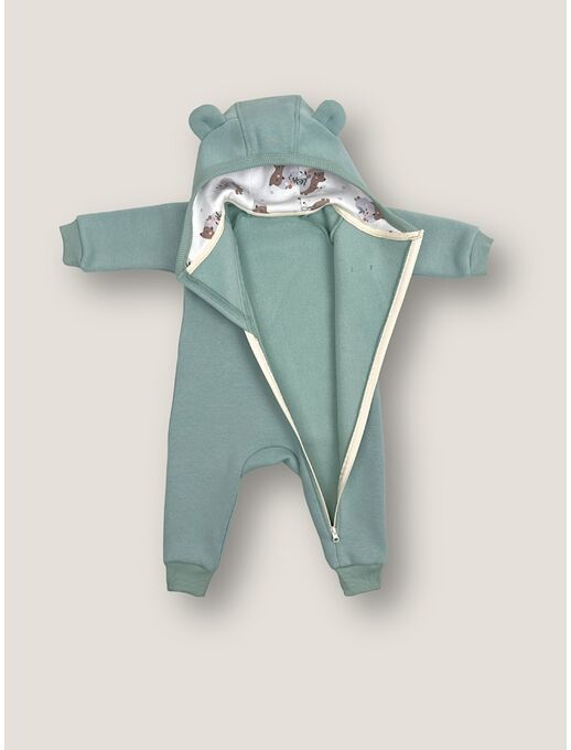 Теплый комбинезон из футера на манжетах