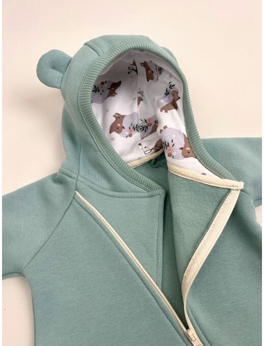 Теплый комбинезон из футера на манжетах