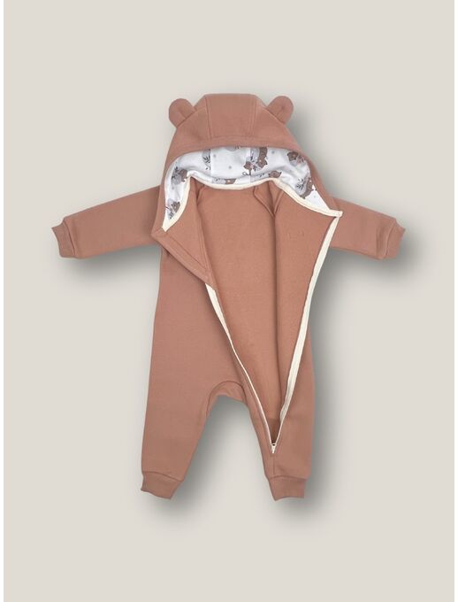 Теплый комбинезон из футера на манжетах