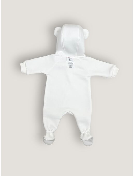 Комбинезон с капюшоном и ушками для новорожденного из футера