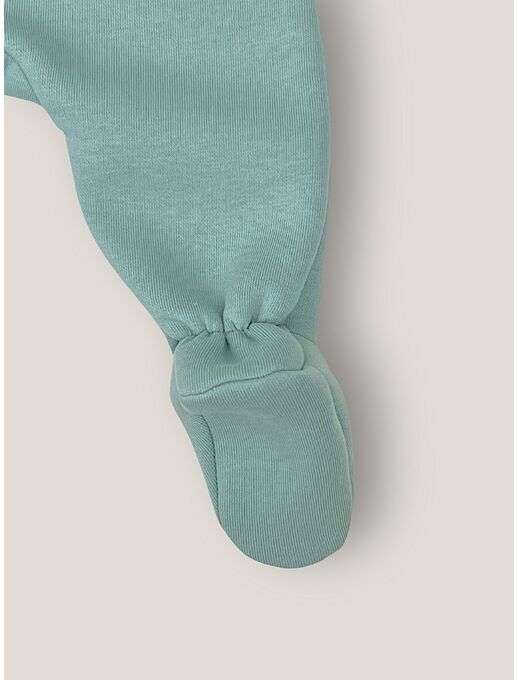 Комбинезон с капюшоном и ушками для новорожденного из футера, Расцветка одежды: Мятный, Выбрать размер: 56, изображение 6