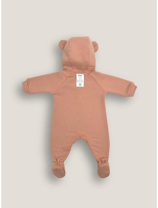 Комбинезон с капюшоном и ушками для новорожденного из футера