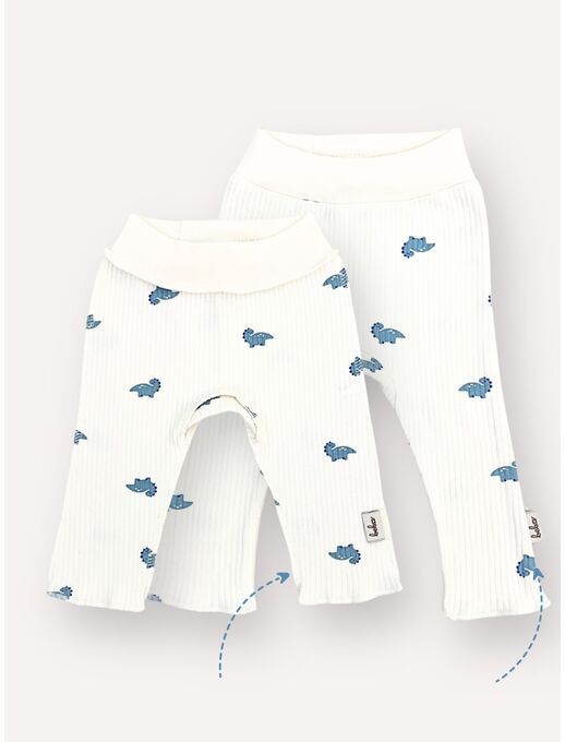 Штанишки Bebo в рубчик для новорожденных c поясом из рибаны, Мини дино