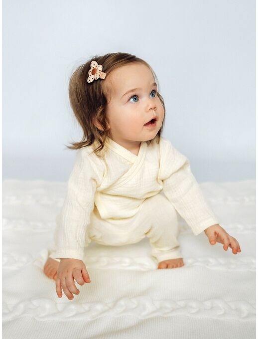 Штанишки из муслина для новорожденных малышей, Экрю