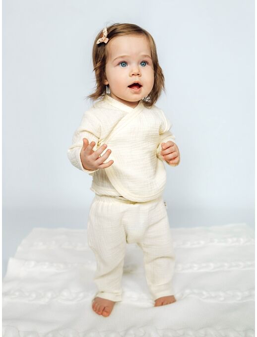 Штанишки из муслина для новорожденных малышей, Экрю