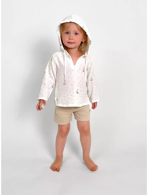 Шорты с карманами из муслина, цвет Светло-бежевый