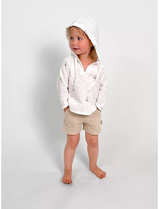 Шорты с карманами из муслина, цвет Светло-бежевый