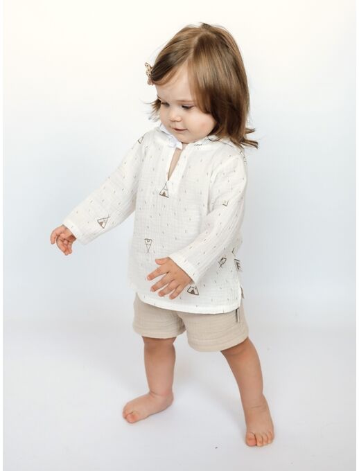 Шорты с карманами из муслина, цвет Светло-бежевый