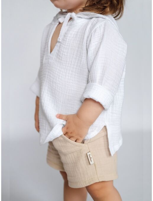 Шорты с карманами из муслина, цвет Светло-бежевый