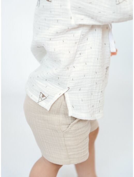 Шорты с карманами из муслина, цвет Светло-бежевый