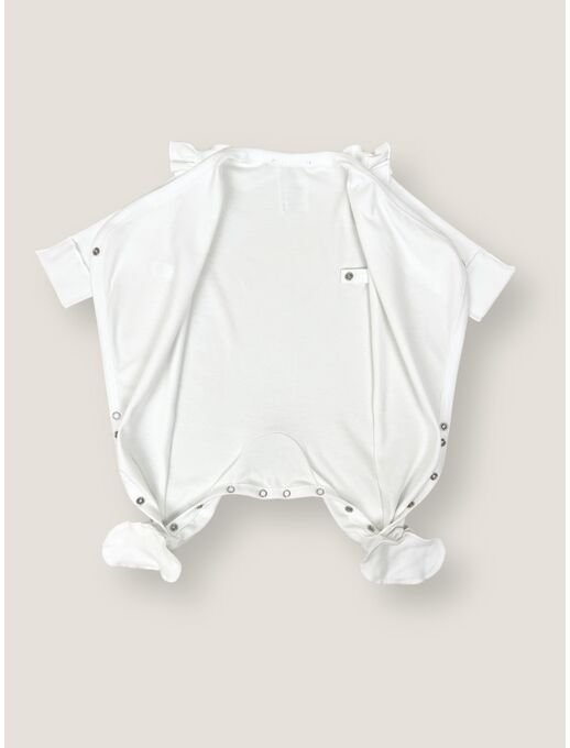 !Слип для новорожденного Bebo с антицарапками на запах на кнопках, Белый, изображение 2