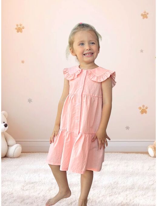 Детское летнее платье Bebo (Бебо) из крэша также подойдет для посещения детского садика круглый год, для фотосессий, прогулок, для отдыха на море и на природе.