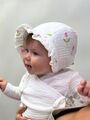 Детская муслиновая шапочка чепчик Bebo для новорожденного с козырьком, Тюльпаны