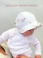 Детская муслиновая шапочка чепчик Bebo для новорожденного с козырьком, Тюльпаны