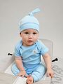 Детская шапочка для новорожденного Bebo с узелком, Голубой