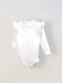 Боди кимоно для новорожденных с длинным рукавом и рюшами, Белый