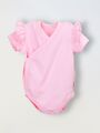 Боди кимоно для новорожденных с коротким рукавом и рюшами Розовый