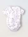 Боди кимоно для новорожденных короткий рукав Зайчики и Птички