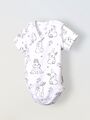 Боди кимоно для новорожденных короткий рукав Зайчики и Птички