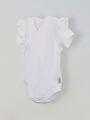 Боди кимоно для новорожденных с коротким рукавом и рюшами Белый