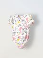 Боди кимоно для новорожденных с коротким рукавом и рюшами Зайчики в цветах