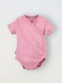 Боди кимоно для новорожденных короткий рукав Сердечки на розовом
