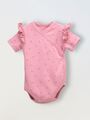 Боди кимоно для новорожденных с коротким рукавом и рюшами Сердечки на розовом