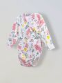 Боди кимоно для новорожденных с длинным рукавом, Зайчики в цветах