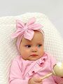 Нарядная повязка на голову для новорожденной девочки с цветком Bebo, Чайная роза