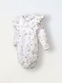 Боди кимоно для новорожденных с длинным рукавом и рюшами, Зайчики и птички