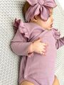 Боди-кимоно с длинным рукавом и антицарапками для девочки, Лиловый