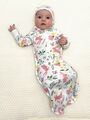 В пеленке-коконе с рукавами на молнии с двумя бегунками Bebo (Бебо) новорожденного легко перепеленать, цвет Зайчики в цветах