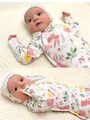 В пеленке-коконе с рукавами на молнии с двумя бегунками Bebo (Бебо) новорожденного легко перепеленать, цвет Зайчики в цветах