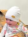 Детская шапочка для новорожденного Bebo лаконичная, Белый