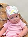 Детская шапочка для новорожденного Bebo лаконичная, Зайчики в цветах