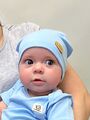 Детская шапочка для новорожденного Bebo лаконичная, Голубой