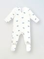 Нательный хлопковый комбинезон слип на молнии с закрытыми ножками и антицарапками, мини дино